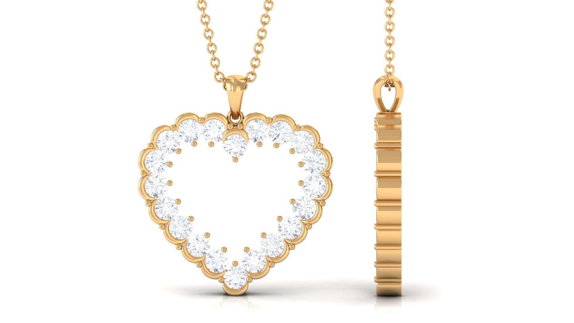 1.75 CT Certified Moissanite Minimal Heart Pendant in Gold