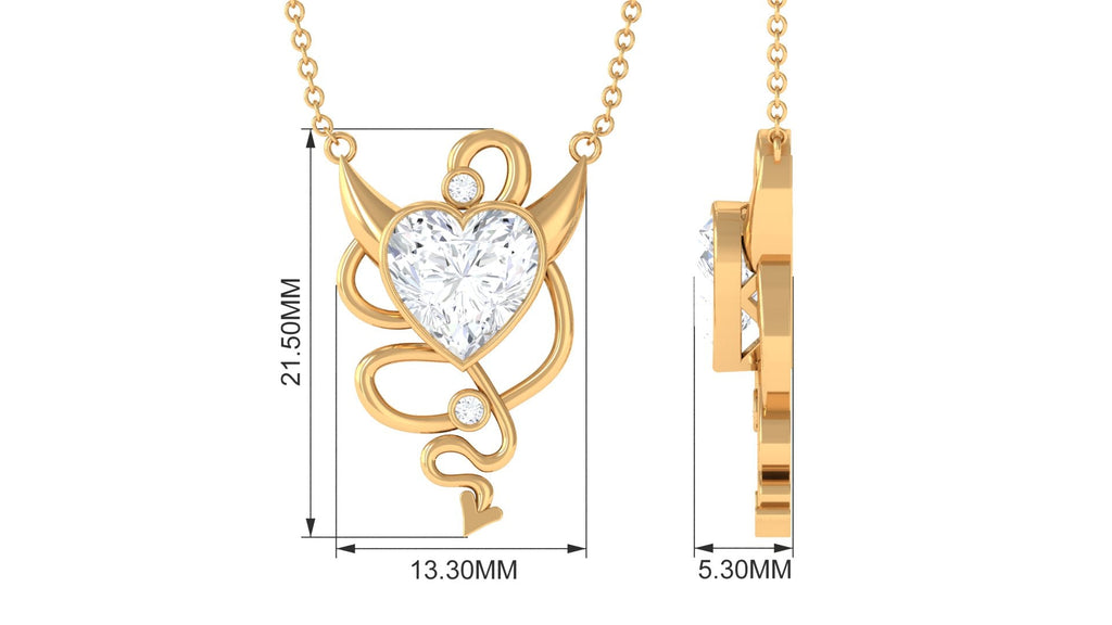 2.25 CT Moissanite Devil Heart Necklace in Bezel Setting