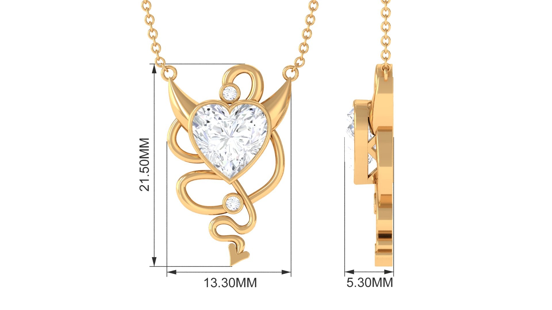 2.25 CT Moissanite Devil Heart Necklace in Bezel Setting