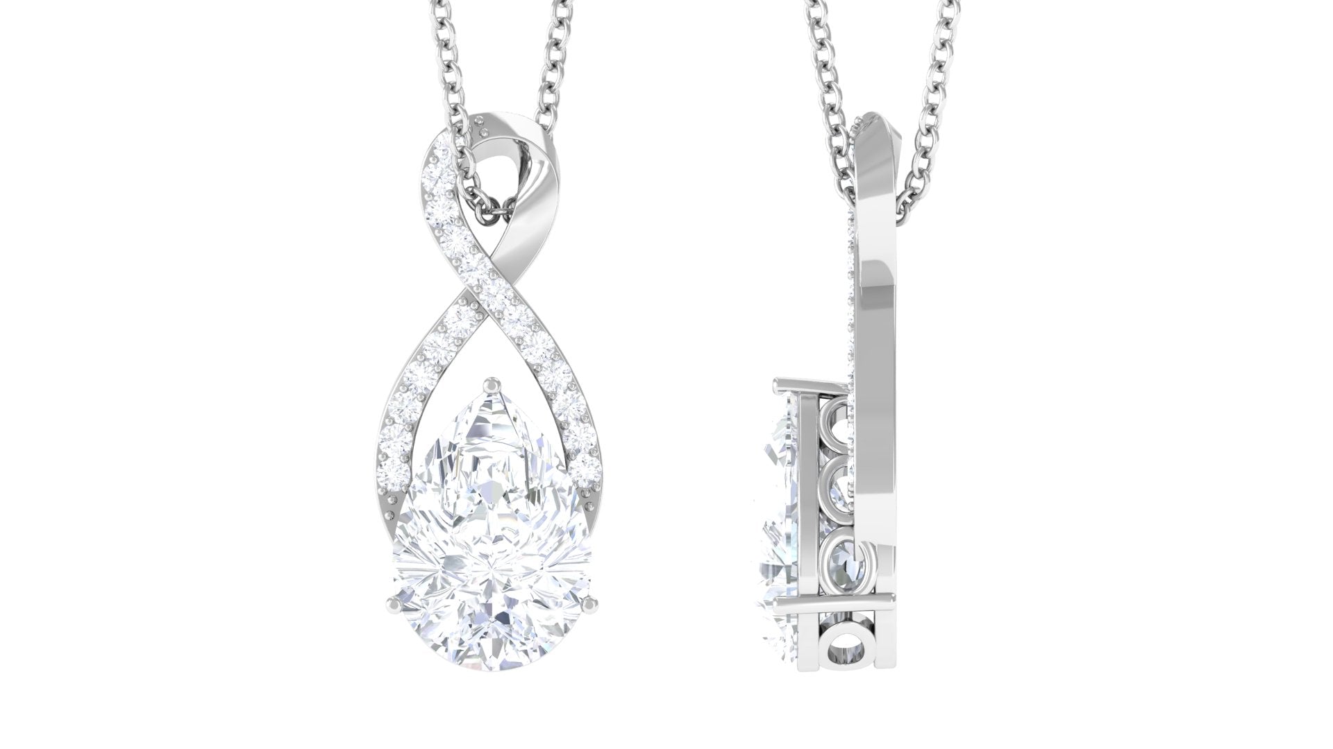 Certified 2 Carat Moissanite Infinity Pendant Necklace for Women