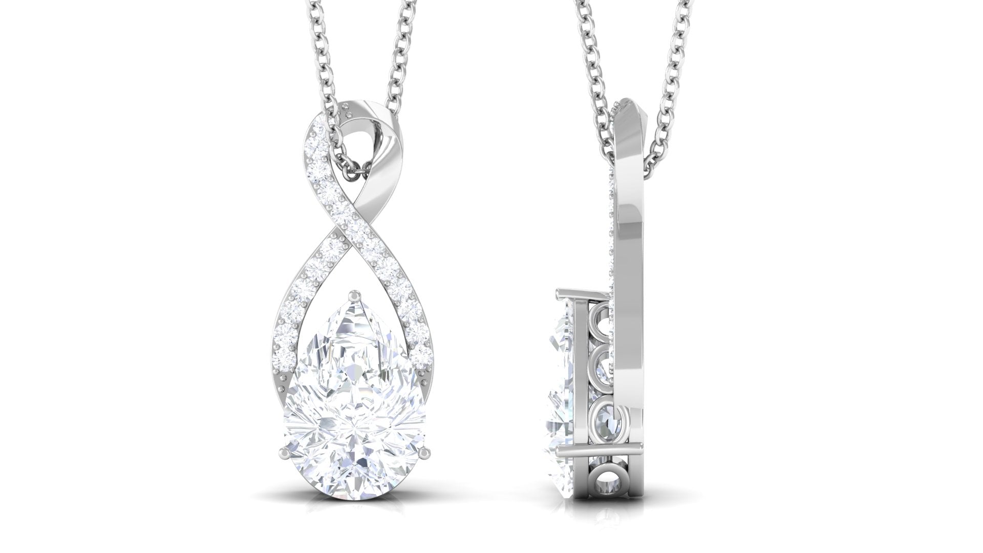 Certified 2 Carat Moissanite Infinity Pendant Necklace for Women