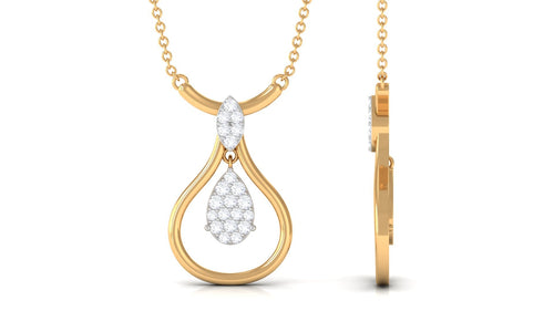 0.75 CT Certified Moissanite Teardrop Necklace in Illusion Setting