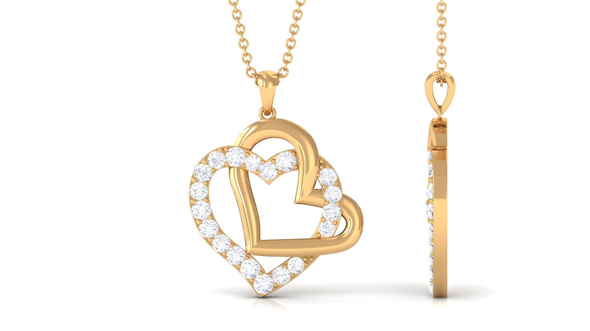 0.75 CT Round Shape Moissanite Interlock Heart Pendant