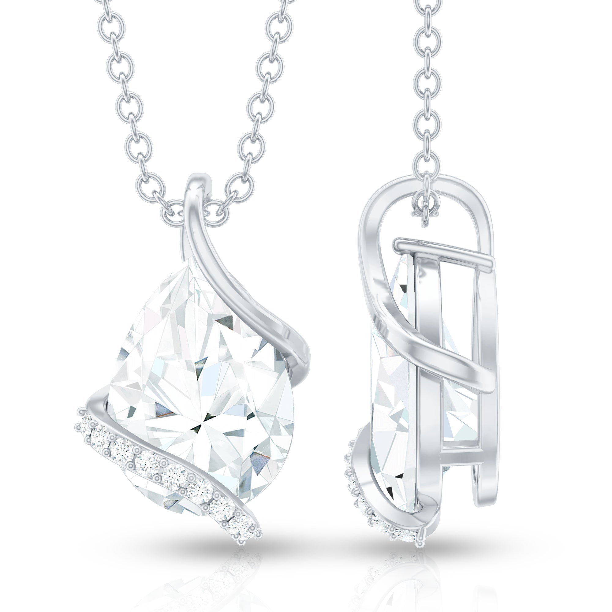 Minimal Moissanite Solitaire Pendant in Silver