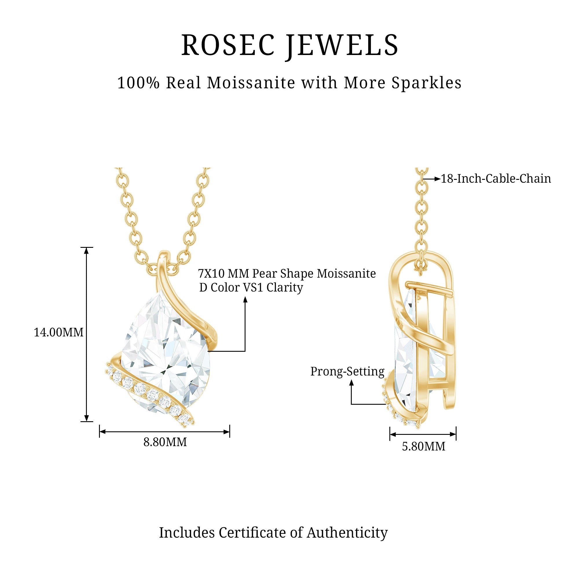 Minimal Moissanite Solitaire Pendant