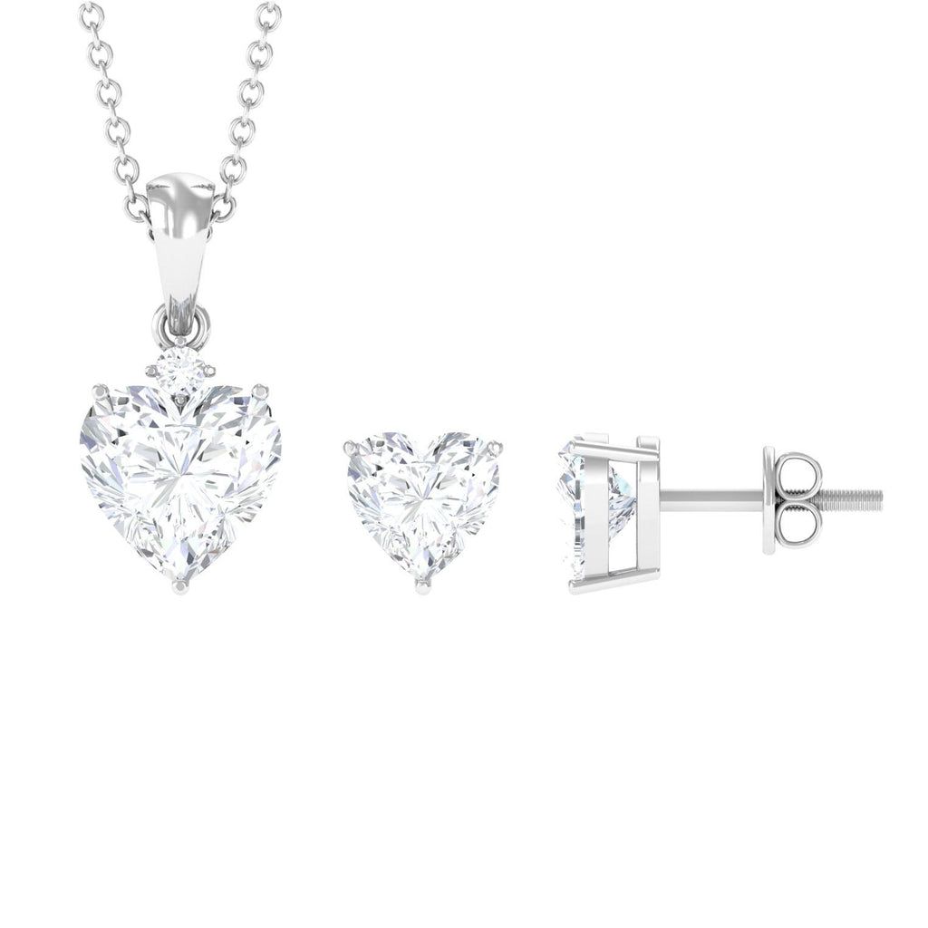 Heart Shape Moissanite Solitaire Pendant and Earrings