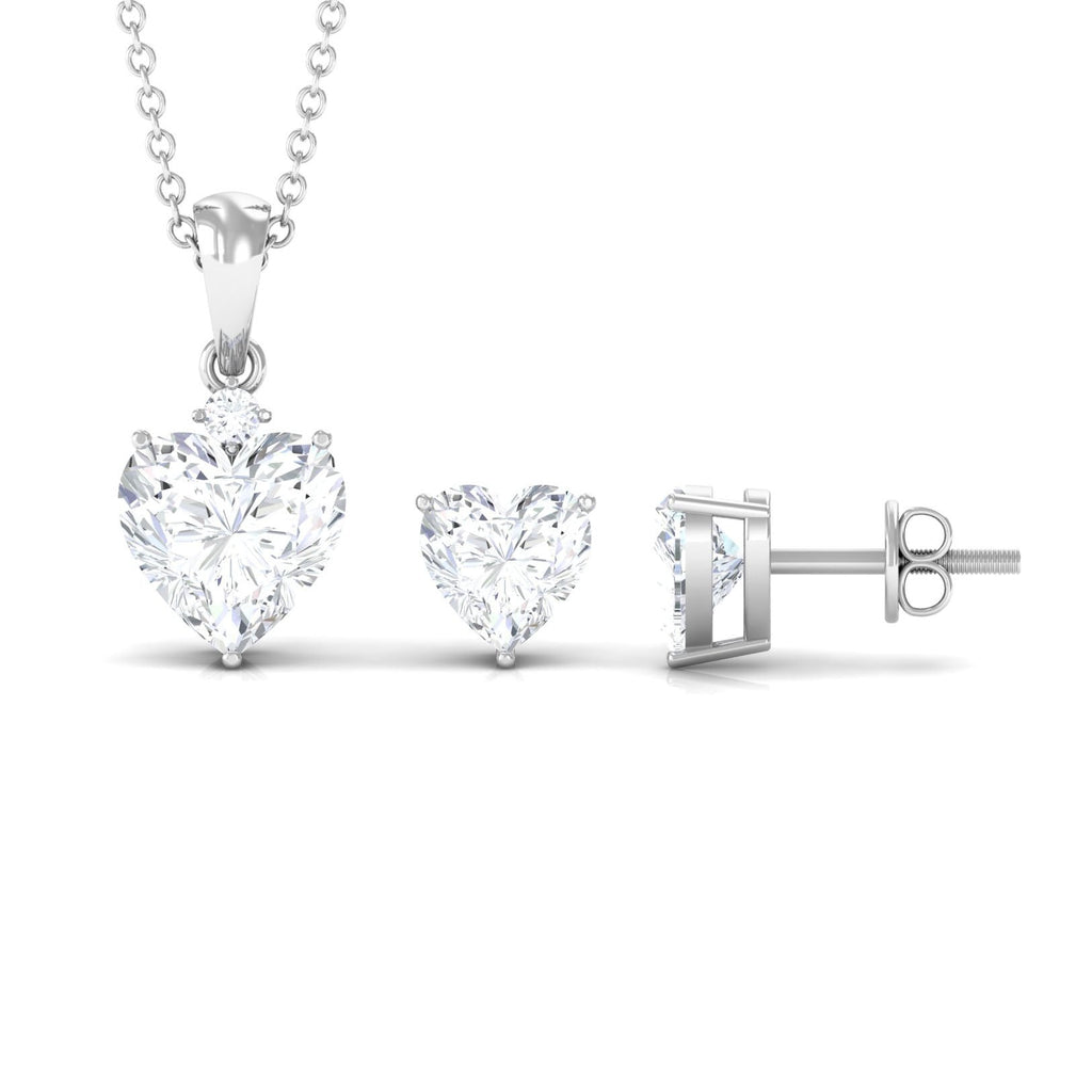 Heart Shape Moissanite Solitaire Pendant and Earrings