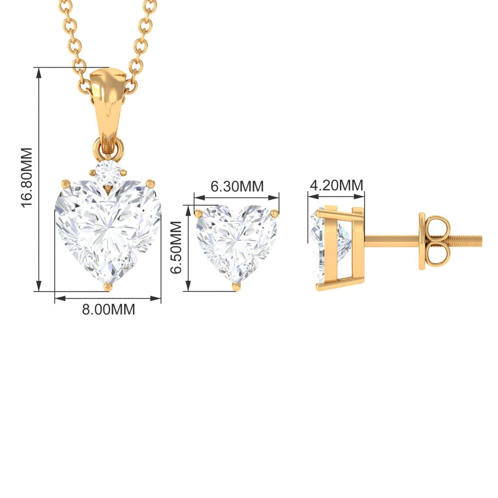 Heart Shape Moissanite Solitaire Pendant and Earrings