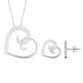 Modern Heart Necklace and Earrings with Moissanite