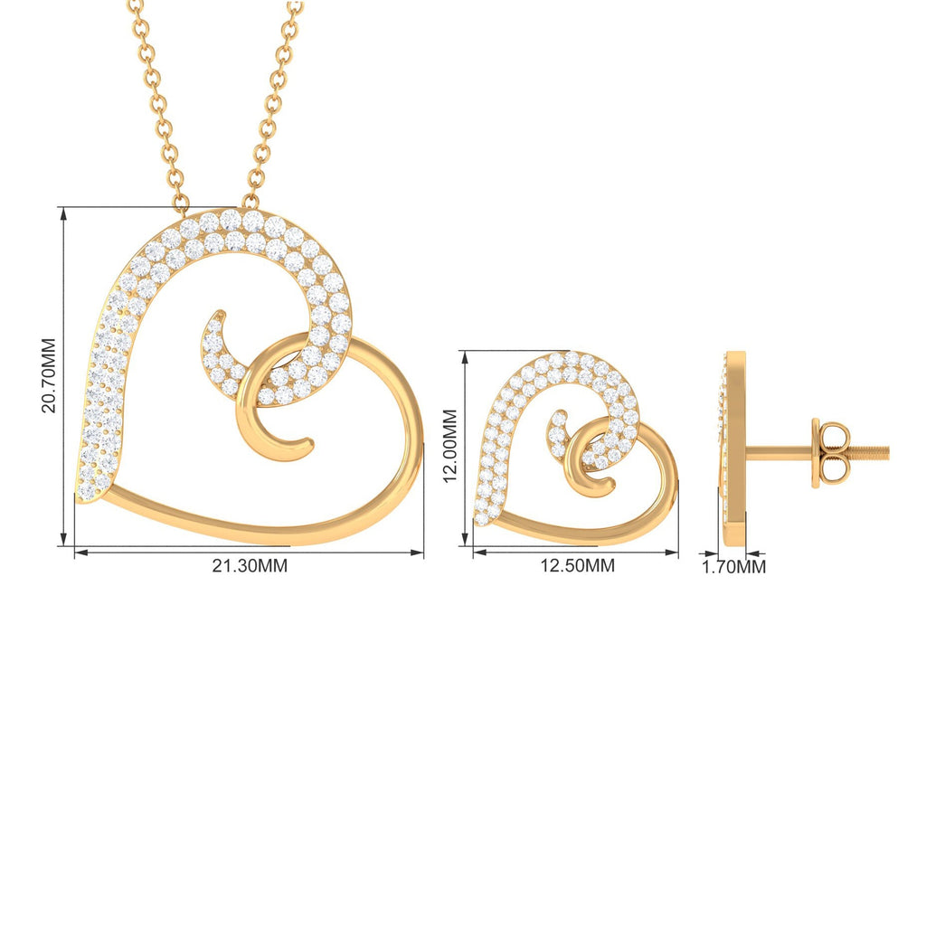 Modern Heart Necklace and Earrings with Moissanite