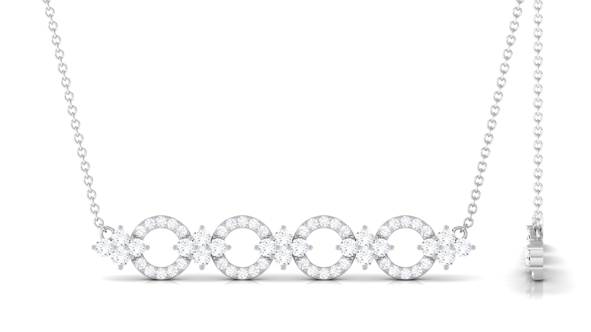 Certified Cubic Zirconia Bar Necklace for Women