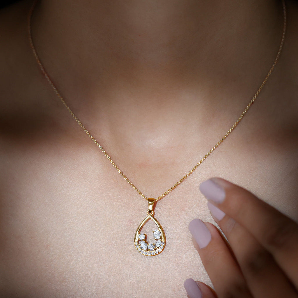 Designer Moissanite Teardrop Pendant Necklace