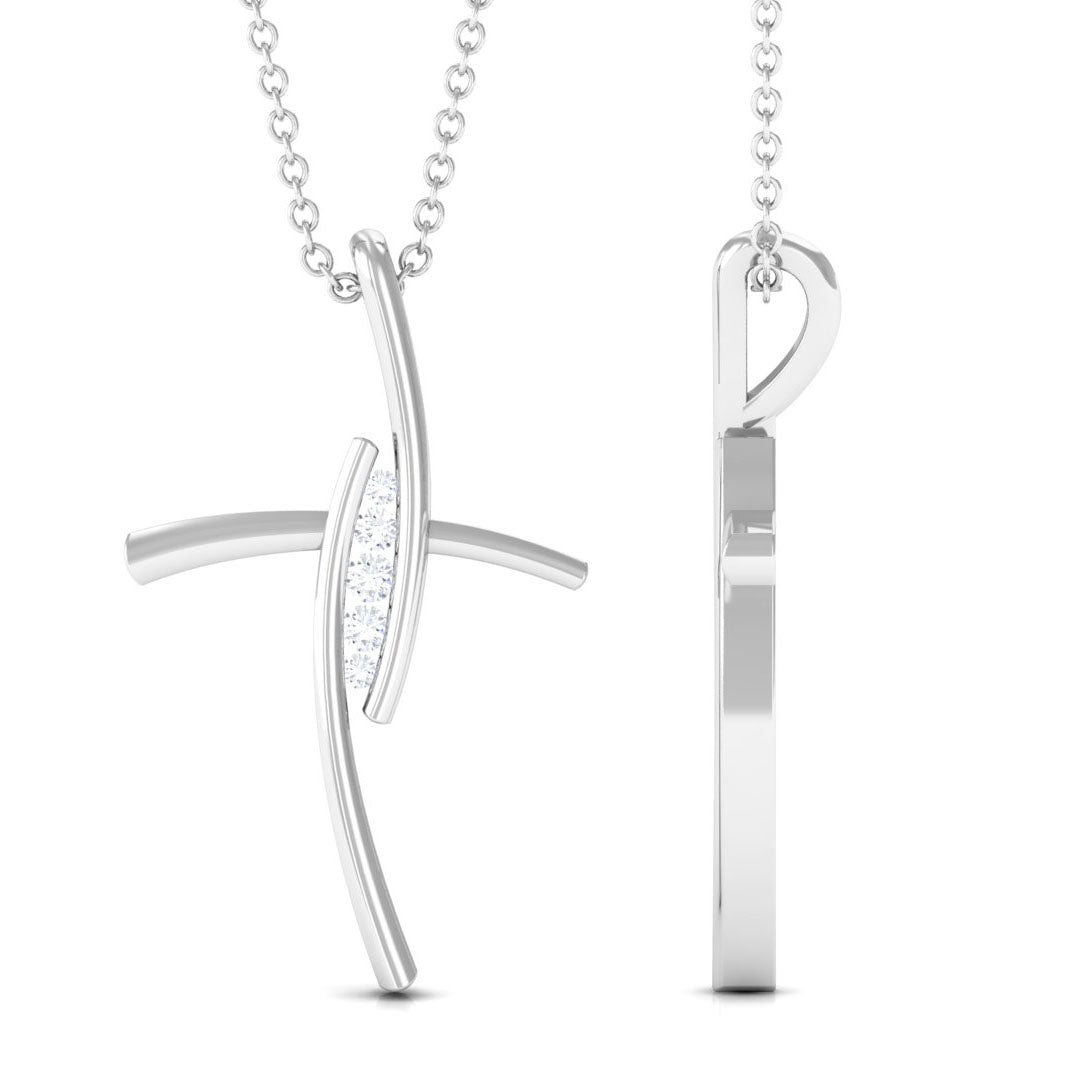 Moissanite Bypass Religious Cross Pendant Necklace