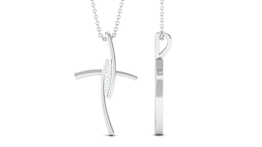 Moissanite Bypass Religious Cross Pendant Necklace