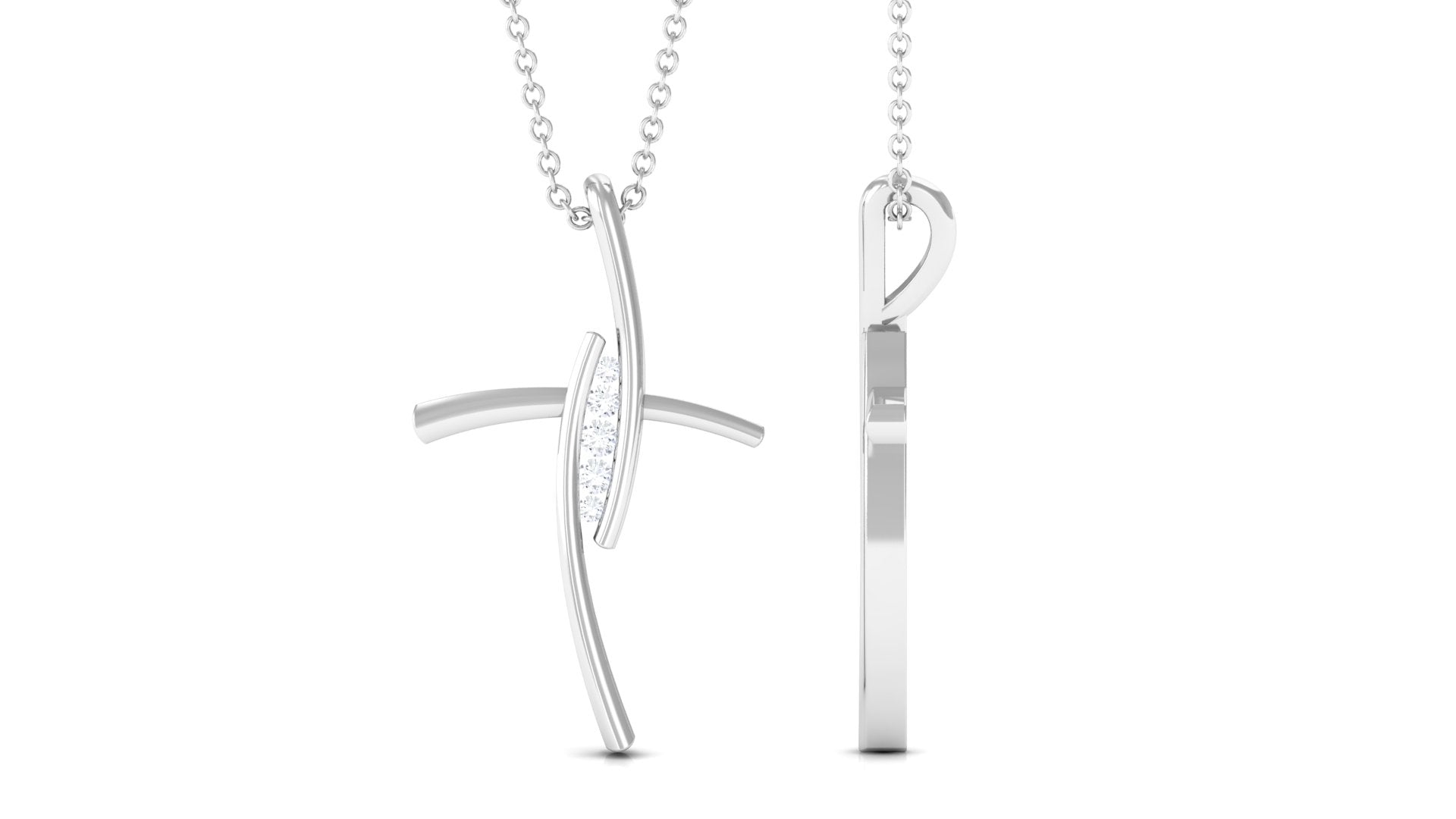 Moissanite Bypass Religious Cross Pendant Necklace