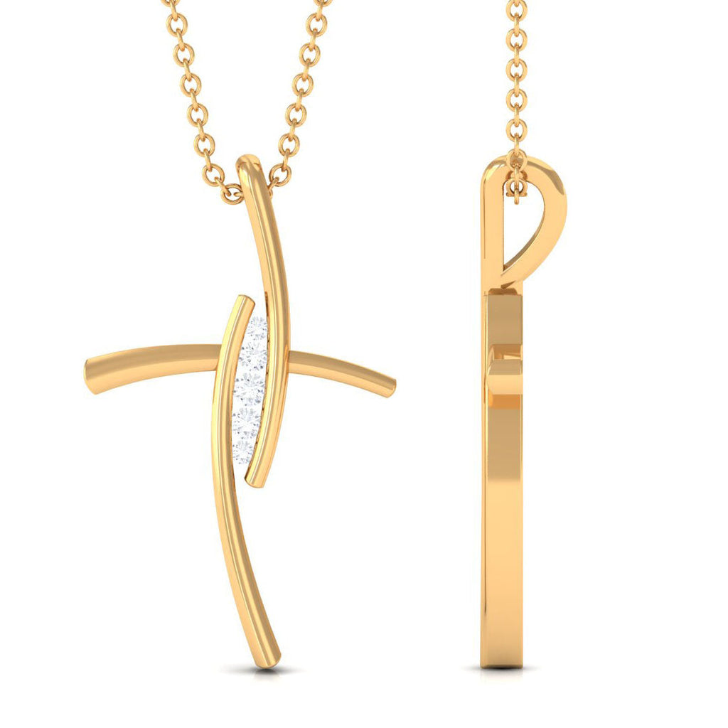 Moissanite Bypass Religious Cross Pendant Necklace
