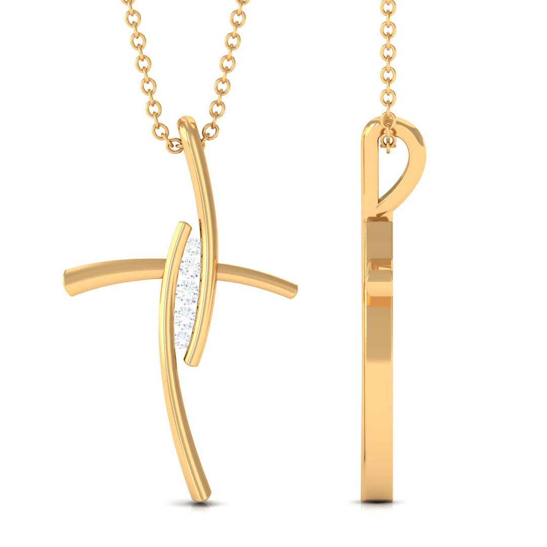 Moissanite Bypass Religious Cross Pendant Necklace