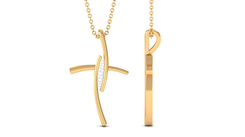 Moissanite Bypass Religious Cross Pendant Necklace