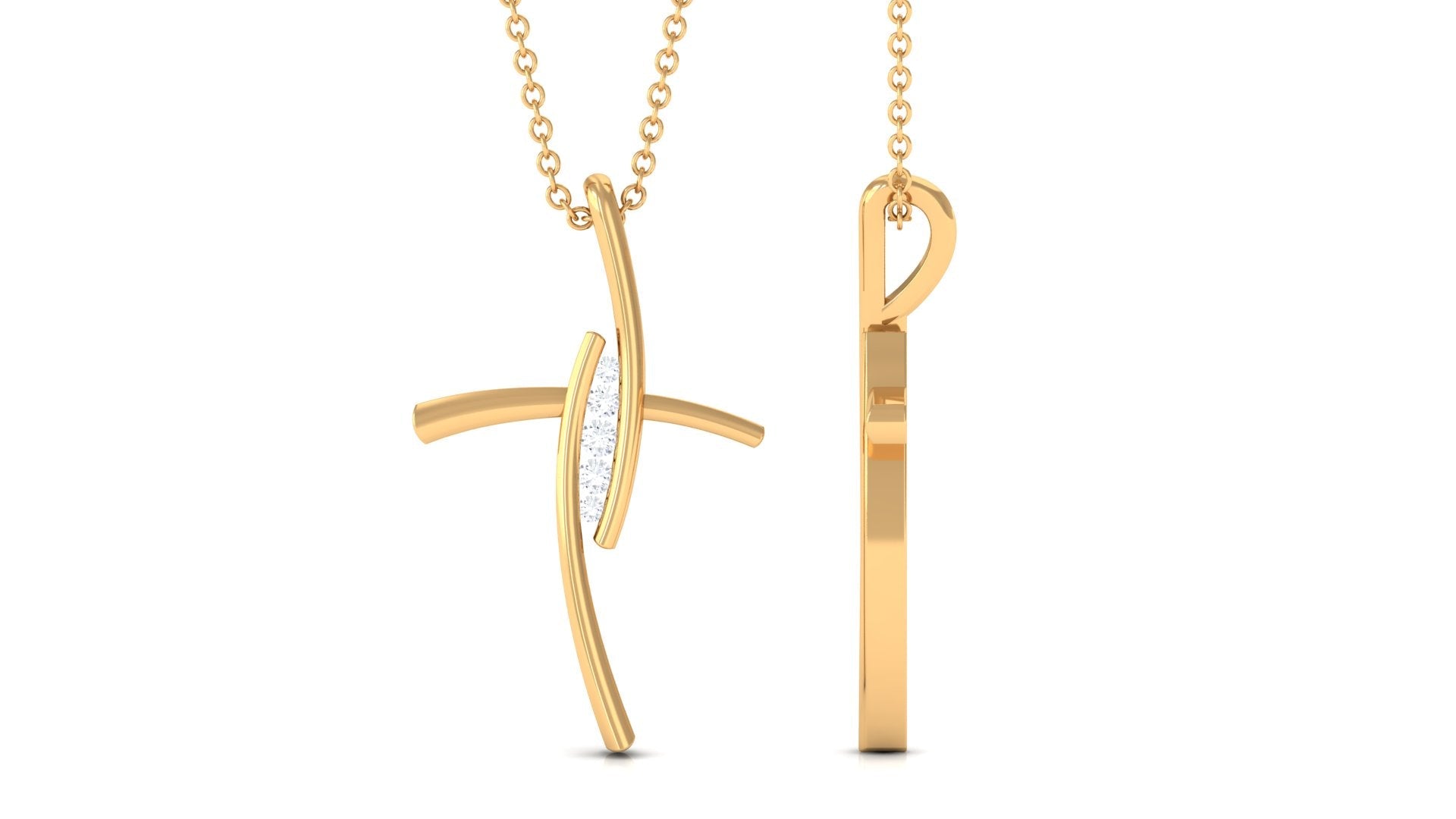 Moissanite Bypass Religious Cross Pendant Necklace