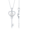 Certified Moissanite Heart Key Pendant Necklace