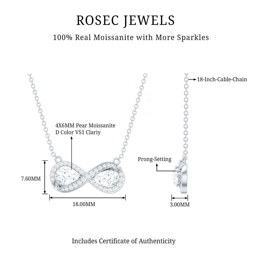 Certified Pear Shape Moissanite Infinity Necklace