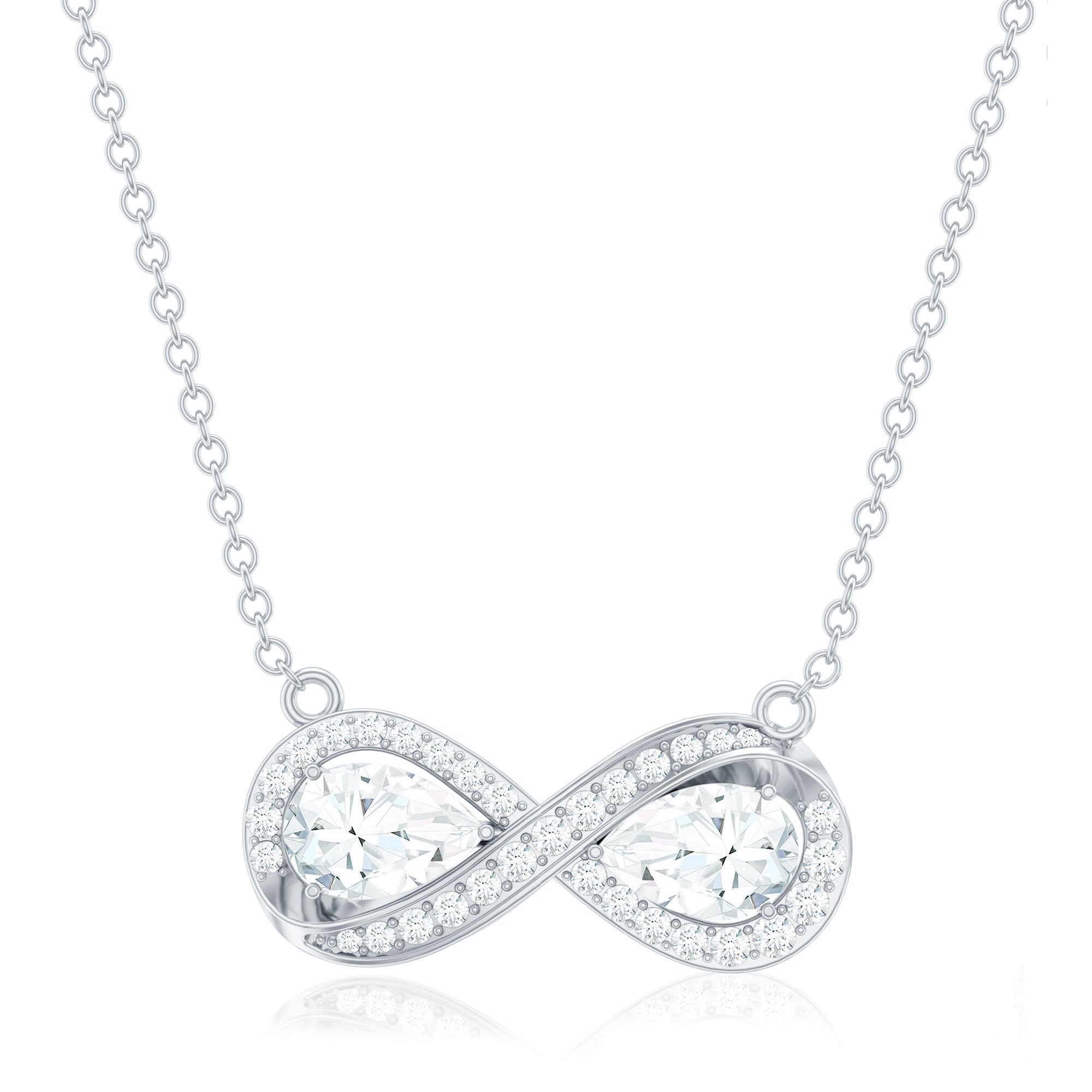 Certified Pear Shape Moissanite Infinity Necklace