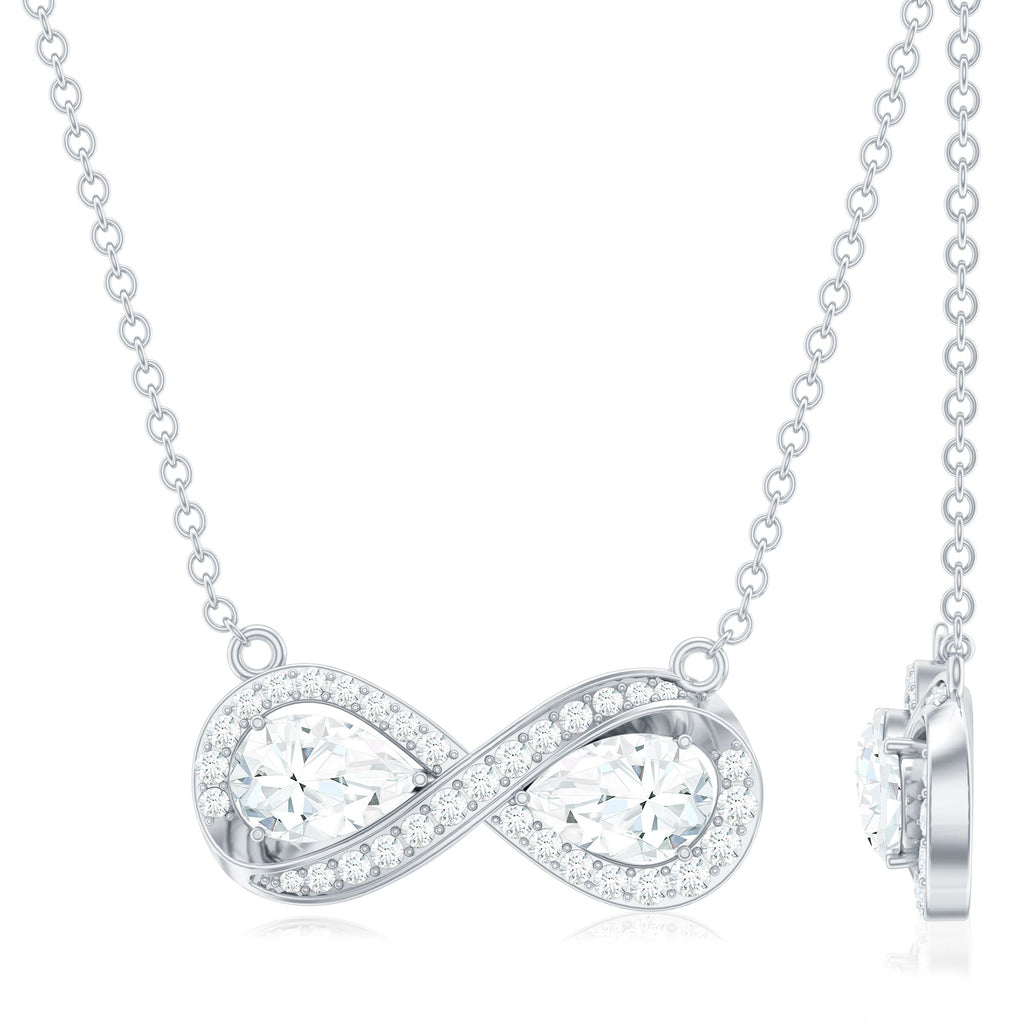 Certified Pear Shape Moissanite Infinity Necklace
