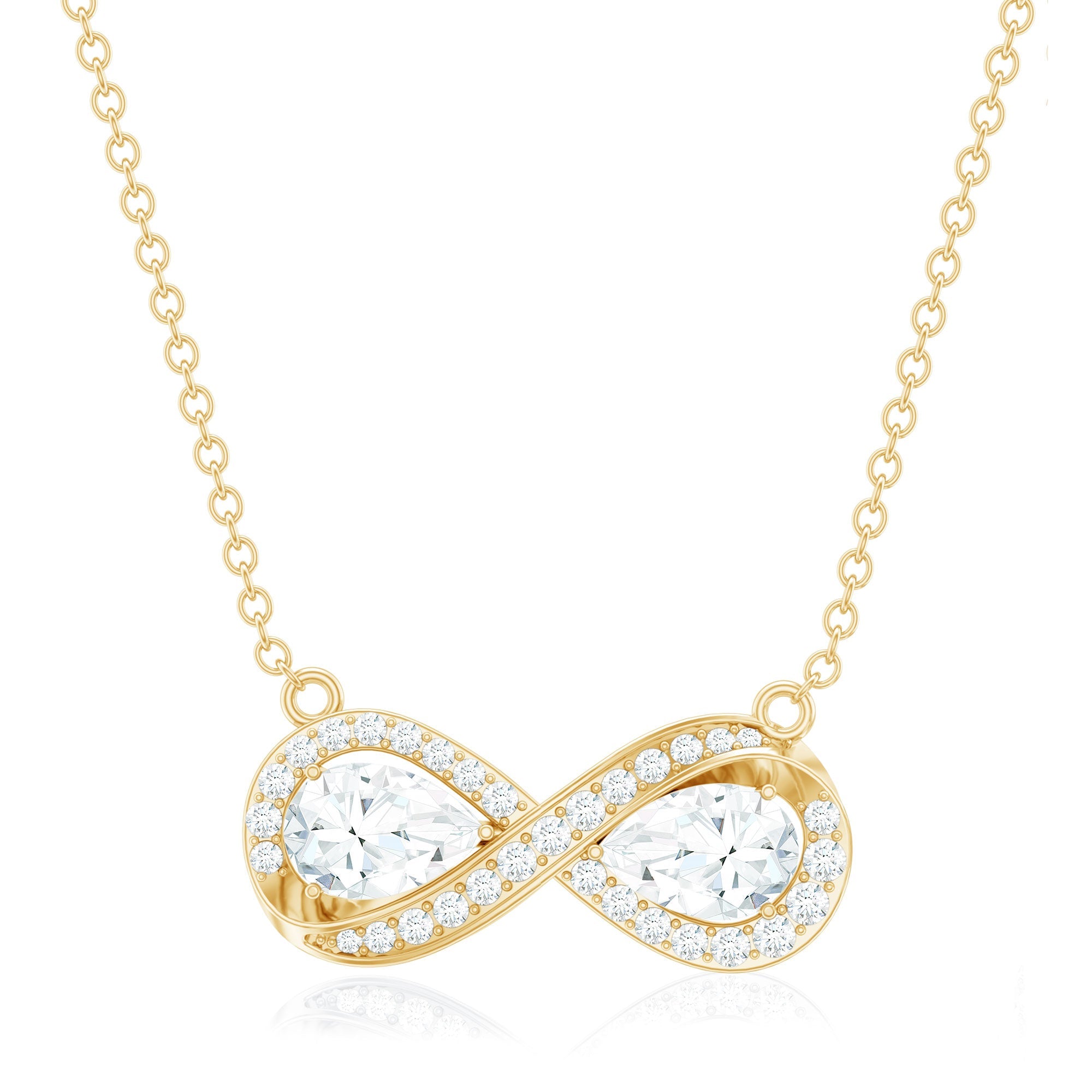 Certified Pear Shape Moissanite Infinity Necklace