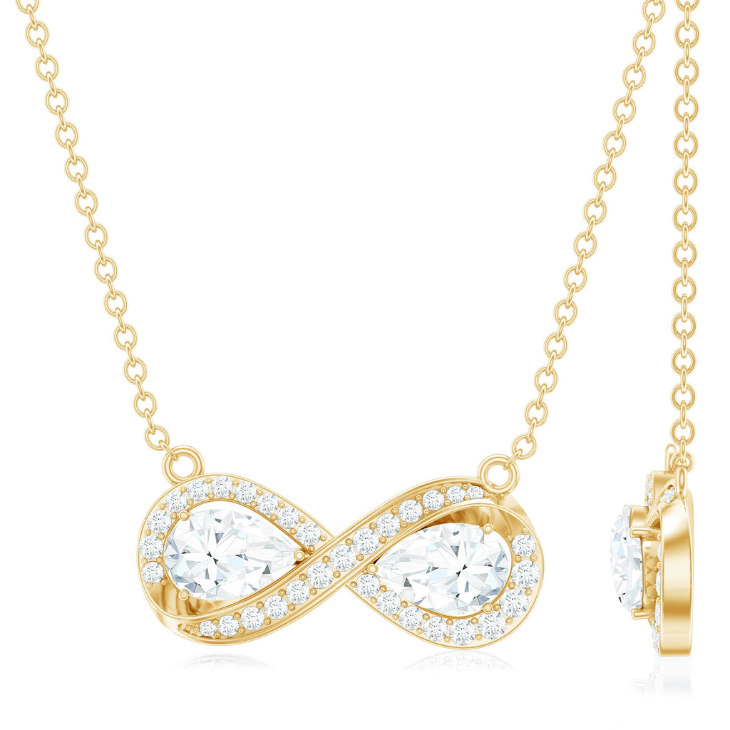 Certified Pear Shape Moissanite Infinity Necklace