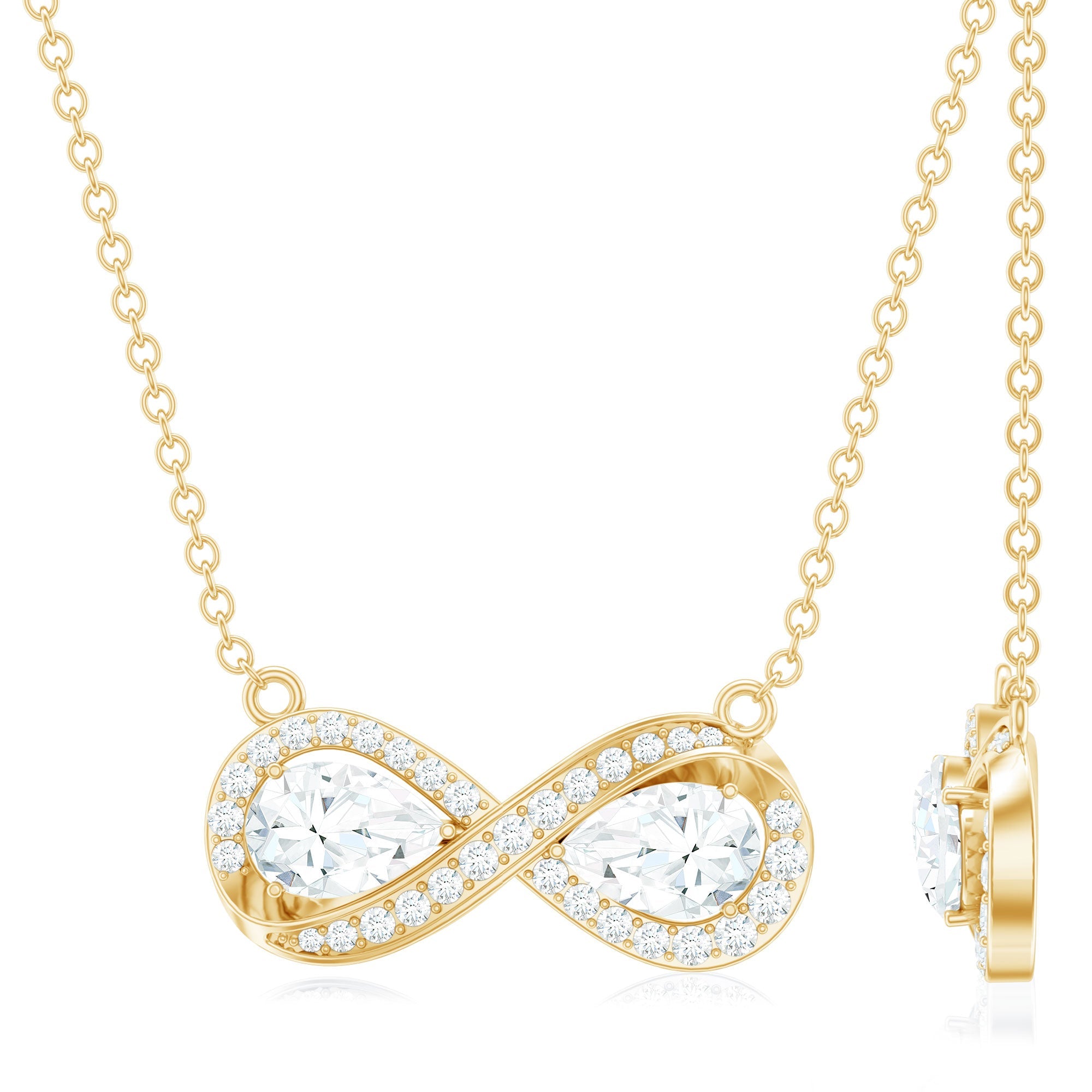 Certified Pear Shape Moissanite Infinity Necklace
