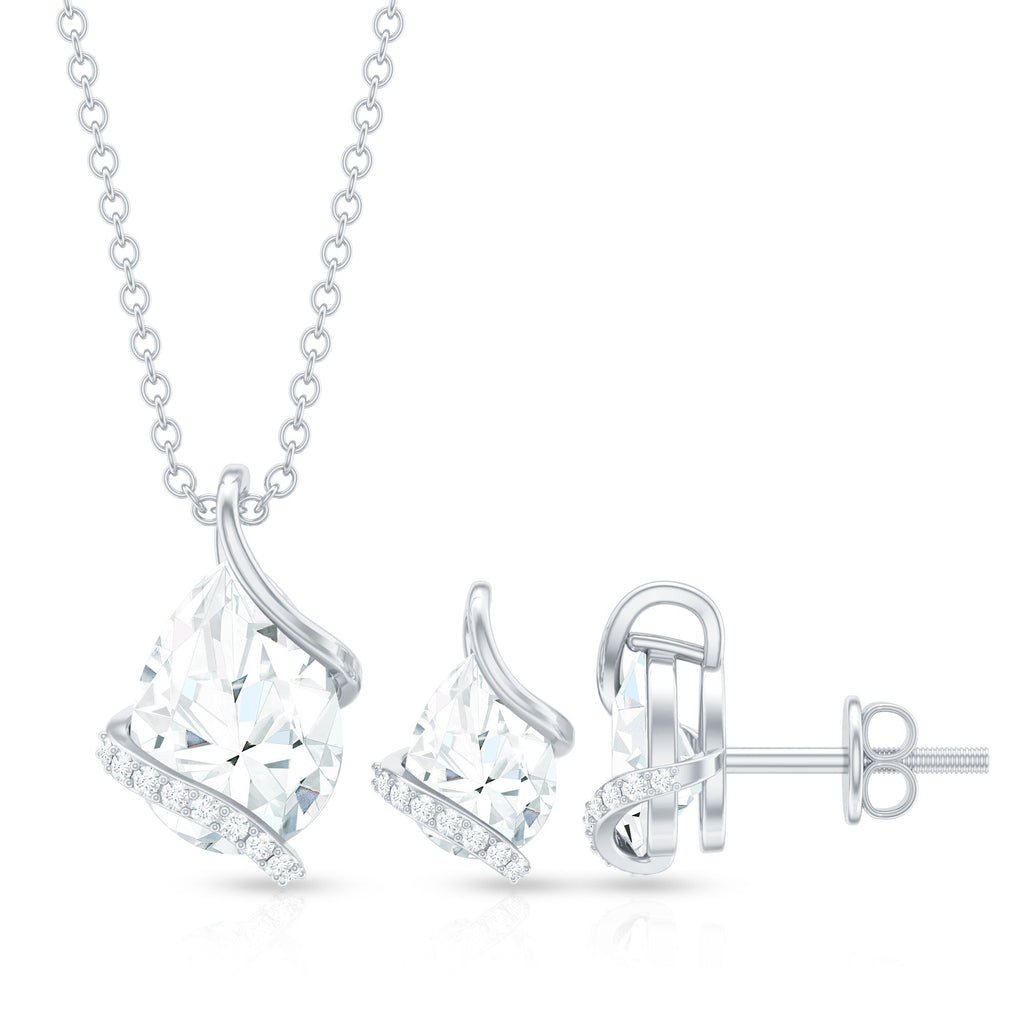 4 CT Pear and Round Shape Moissanite Teardrop Jewelry Set
