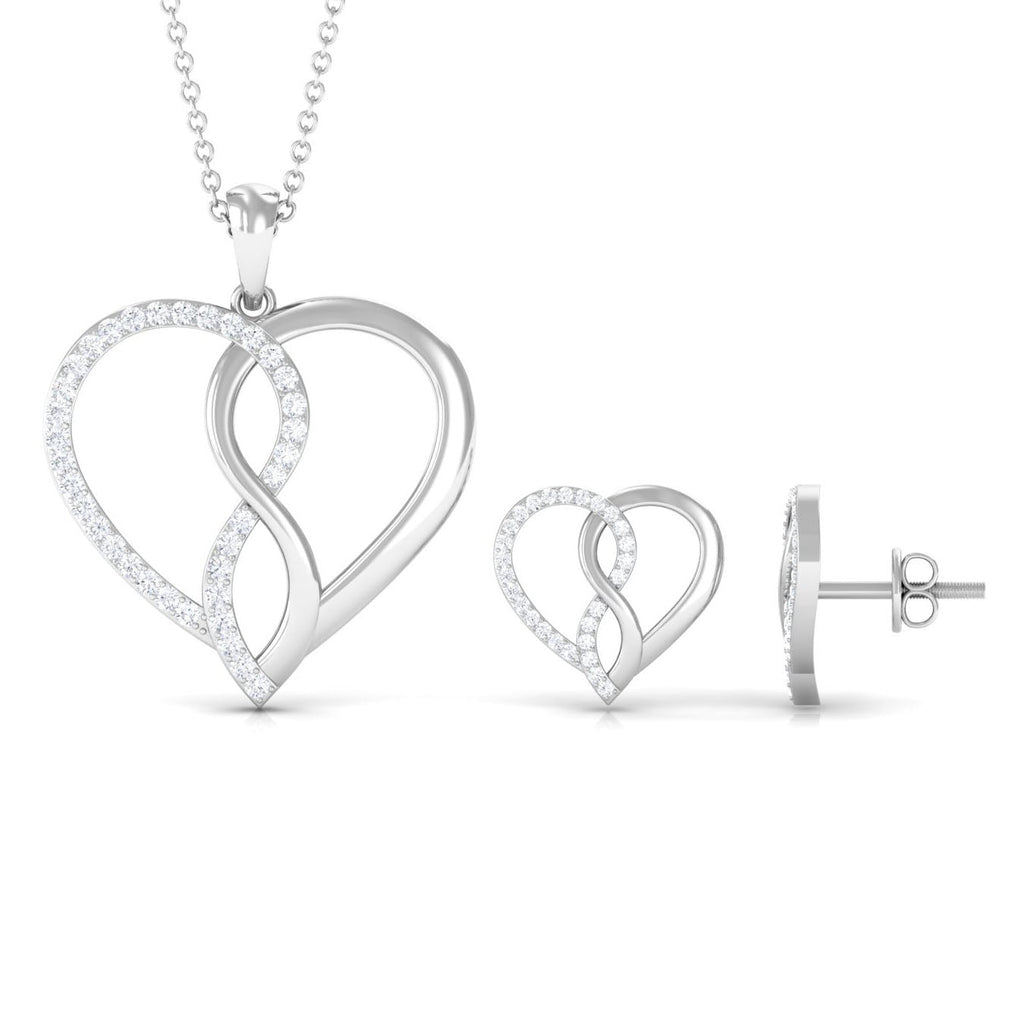Moissanite Infinity Heart Pendant Earrings Set