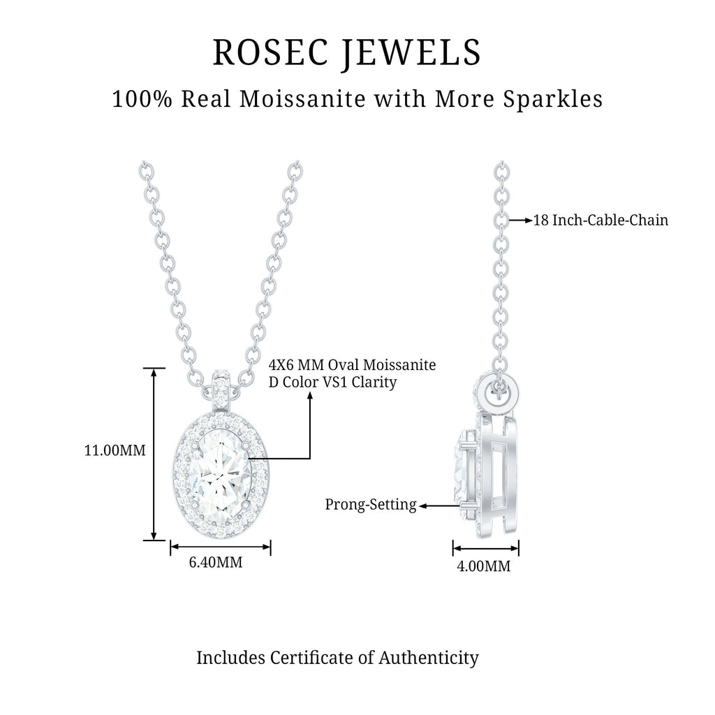4X6 MM Oval Moissanite Bridal Pendant Necklace