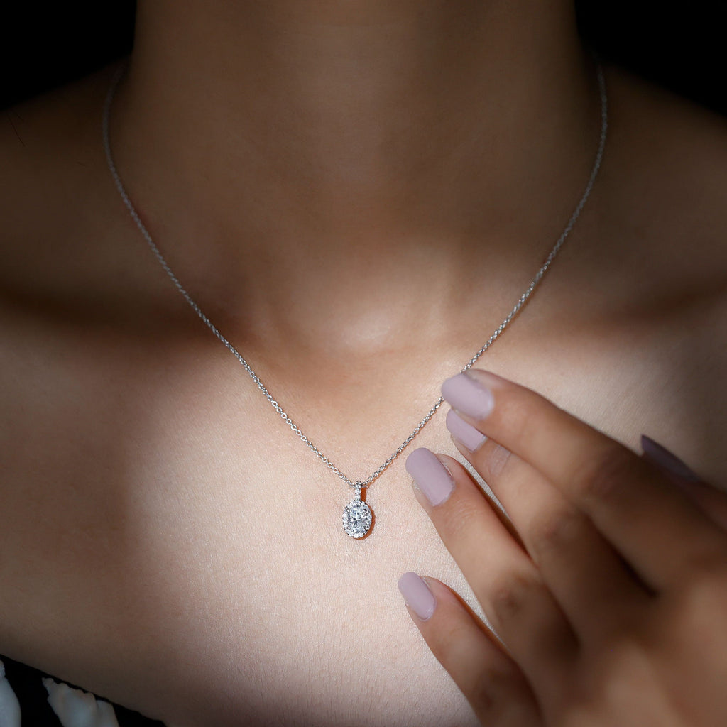 4X6 MM Oval Moissanite Bridal Pendant Necklace