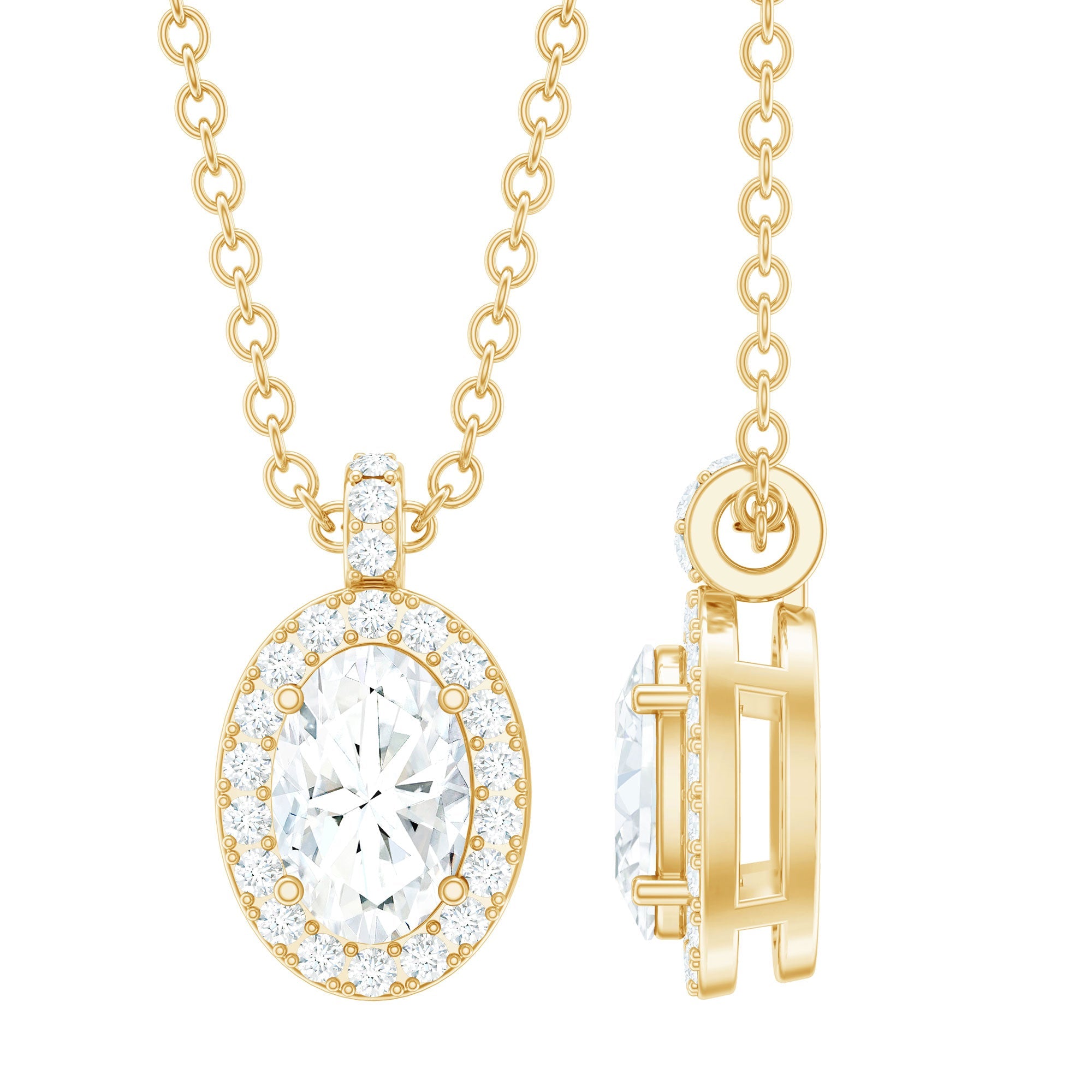 4X6 MM Oval Moissanite Bridal Pendant Necklace