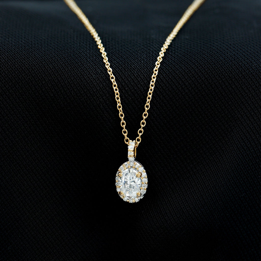 4X6 MM Oval Moissanite Bridal Pendant Necklace