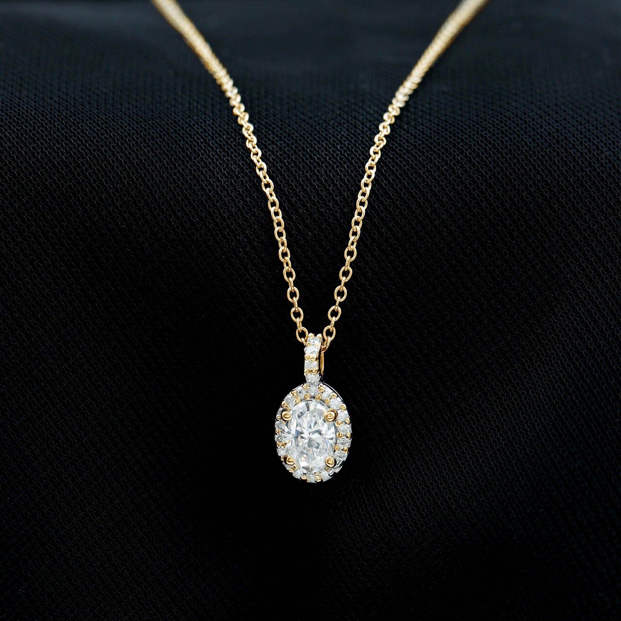 4X6 MM Oval Moissanite Bridal Pendant Necklace