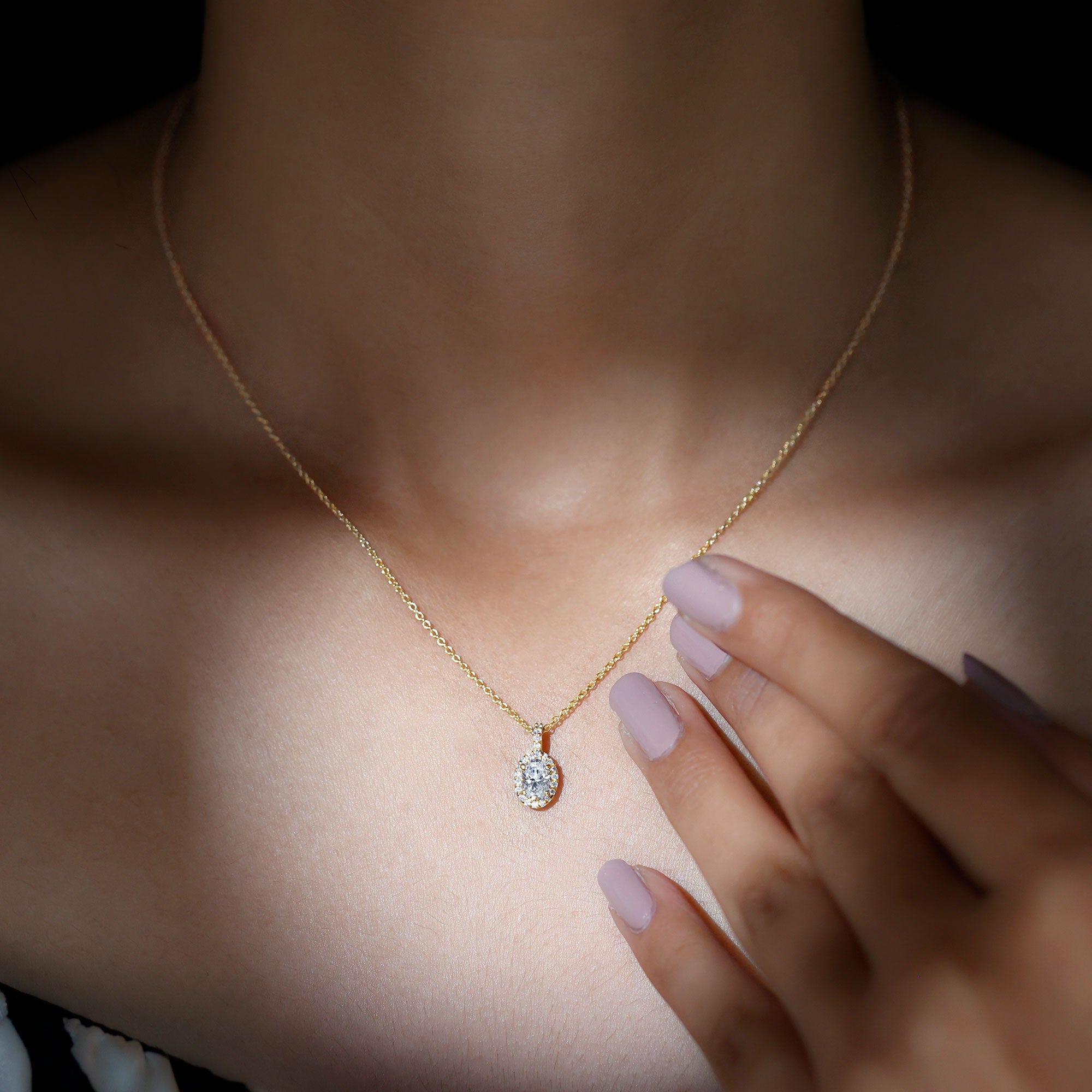 4X6 MM Oval Moissanite Bridal Pendant Necklace