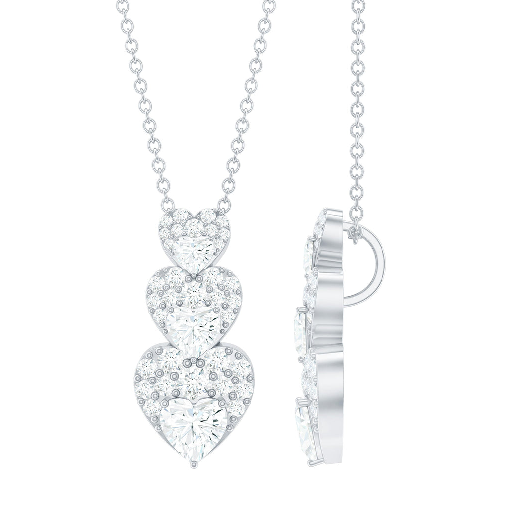 1.75 CT Certified Moissanite Dangle Heart Pendant in Gold