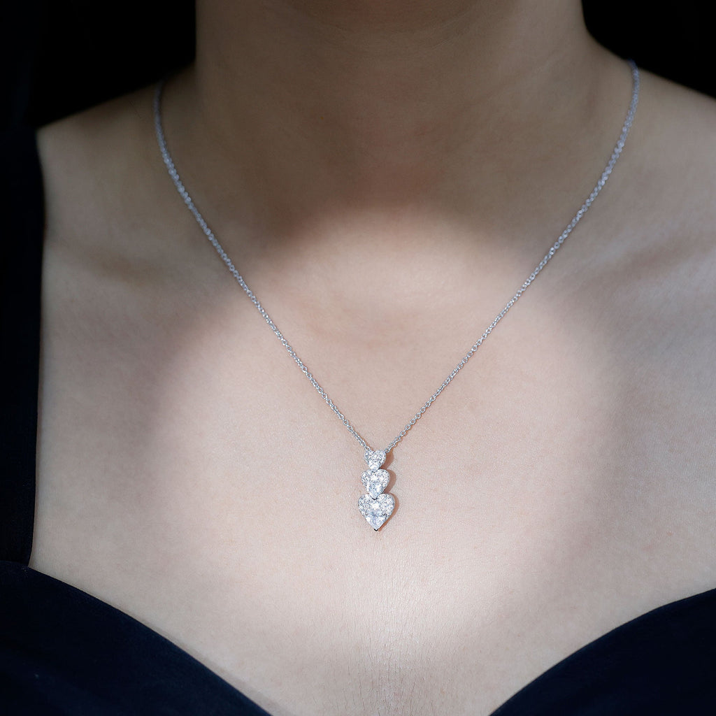 1.75 CT Certified Moissanite Dangle Heart Pendant in Gold
