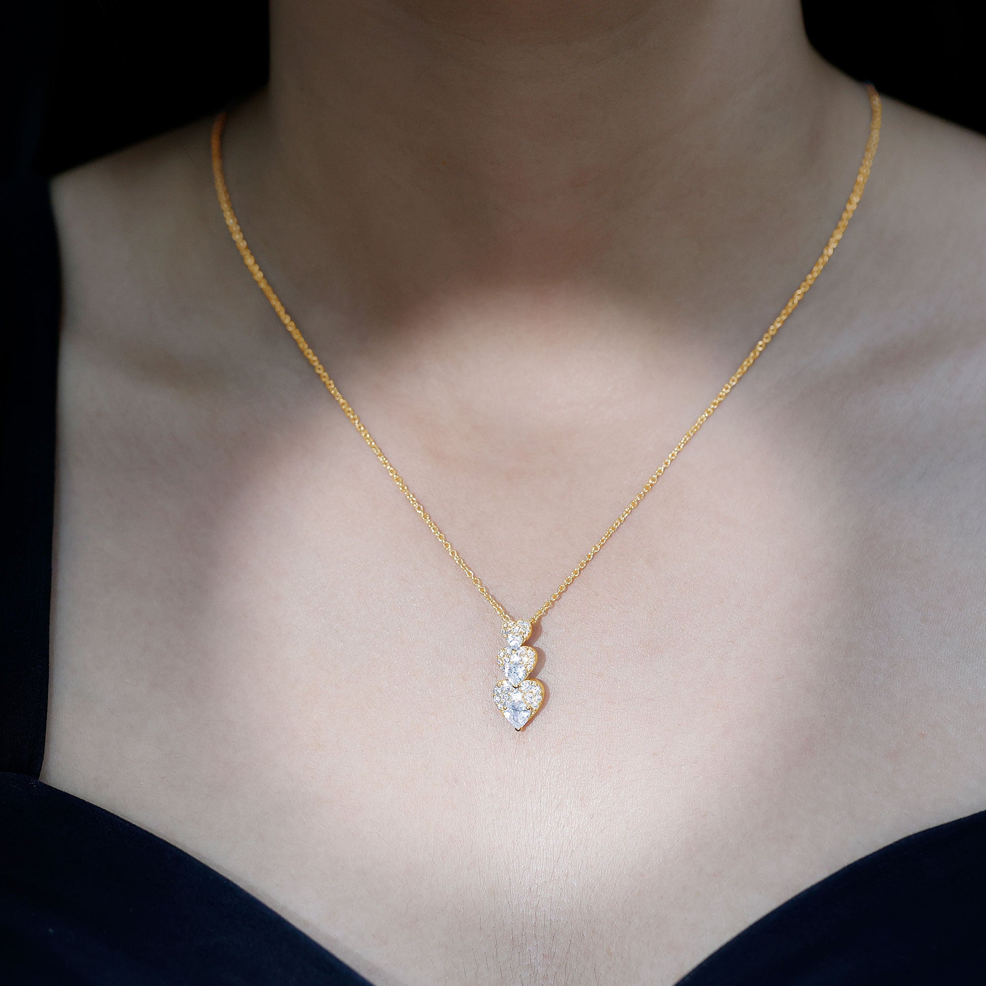 1.75 CT Certified Moissanite Dangle Heart Pendant in Gold