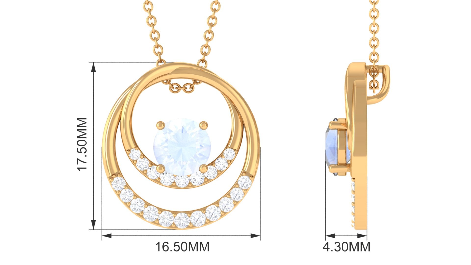 Classic Moonstone and Diamond Open Circle Pendant