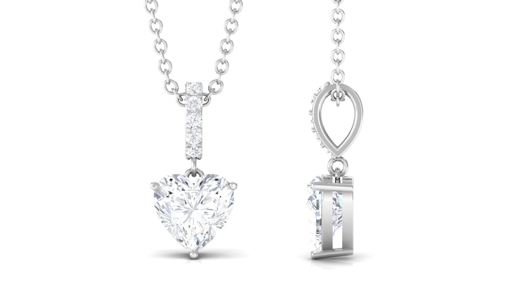 Certified 7 MM Heart Shaped Moissanite Solitaire Necklace
