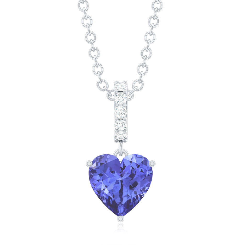 Solitaire Tanzanite Heart Necklace with Diamond Accent Bail