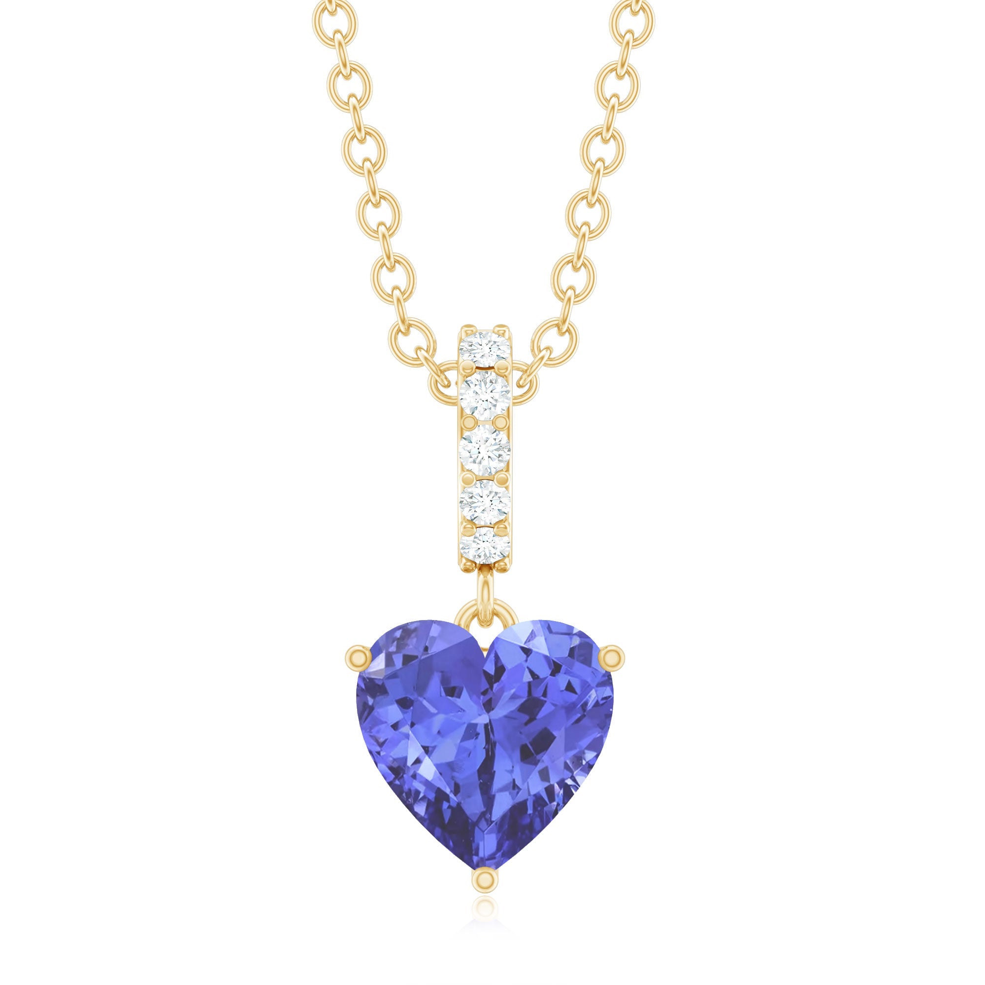 Solitaire Tanzanite Heart Necklace with Diamond Accent Bail