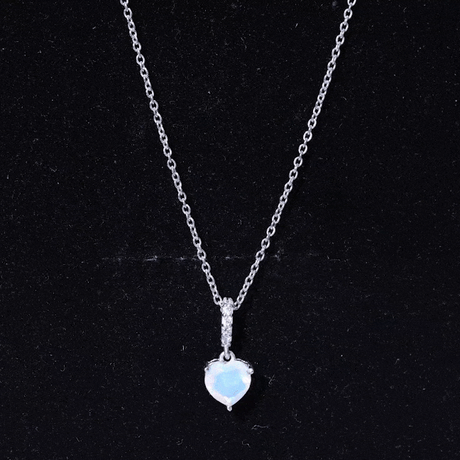 Heart Shape Ethiopian Opal Solitaire Pendant Necklace with Diamond