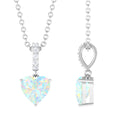 Heart Shape Ethiopian Opal Solitaire Pendant Necklace with Diamond