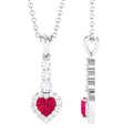 Heart Shape Ruby Drop Pendant with Diamond