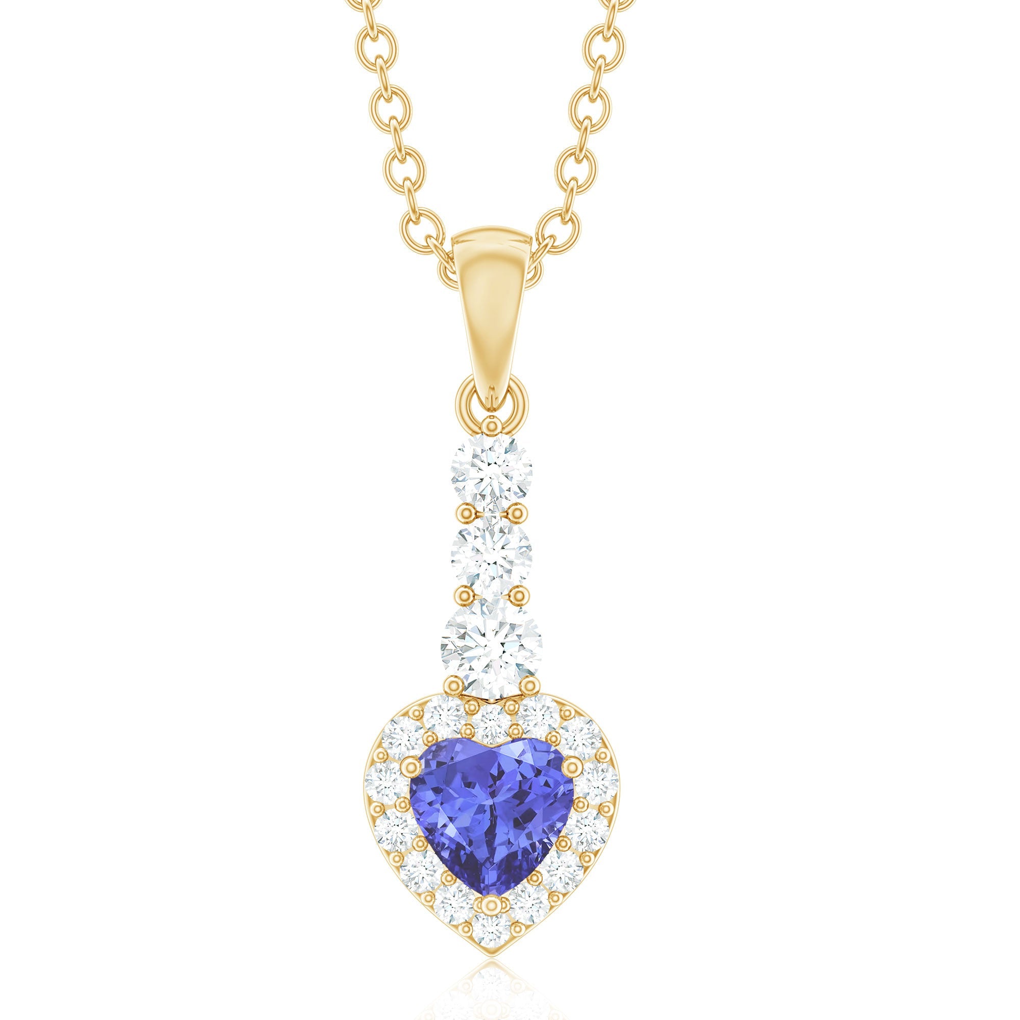 Heart Shape Tanzanite Drop Pendant with Diamond