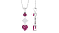 Round and Heart Shape Pink Tourmaline Dangle Pendant with Diamond
